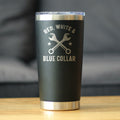 Red White & Blue Collar Insulated Coffee Tumbler with Sliding Lid Gifts for Tradesmen, Manual Labor Workers 20oz Stainless Steel Tumbler